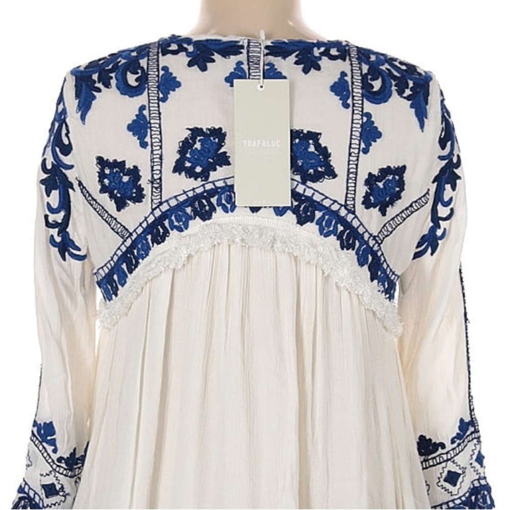 NWT Trafaluc Zara Ecru Embroidered Swing Jacket - Picture 7 of 11